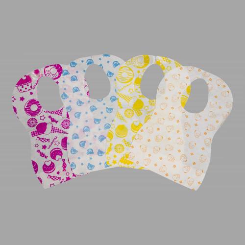 China Disposable Baby Bib, Waterproof Paper + PE Film 24.5*34.5cm with Pocket, Multi-Color for Home & Restaurant Use Manufacturer