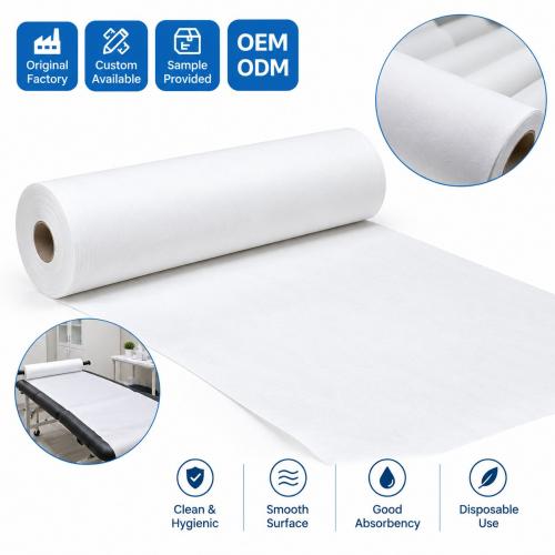 disposable bed sheet roll;disposable paper bed roll;exam table paper roll;paper couch roll;spa bed paper roll;disposable treatment table paper